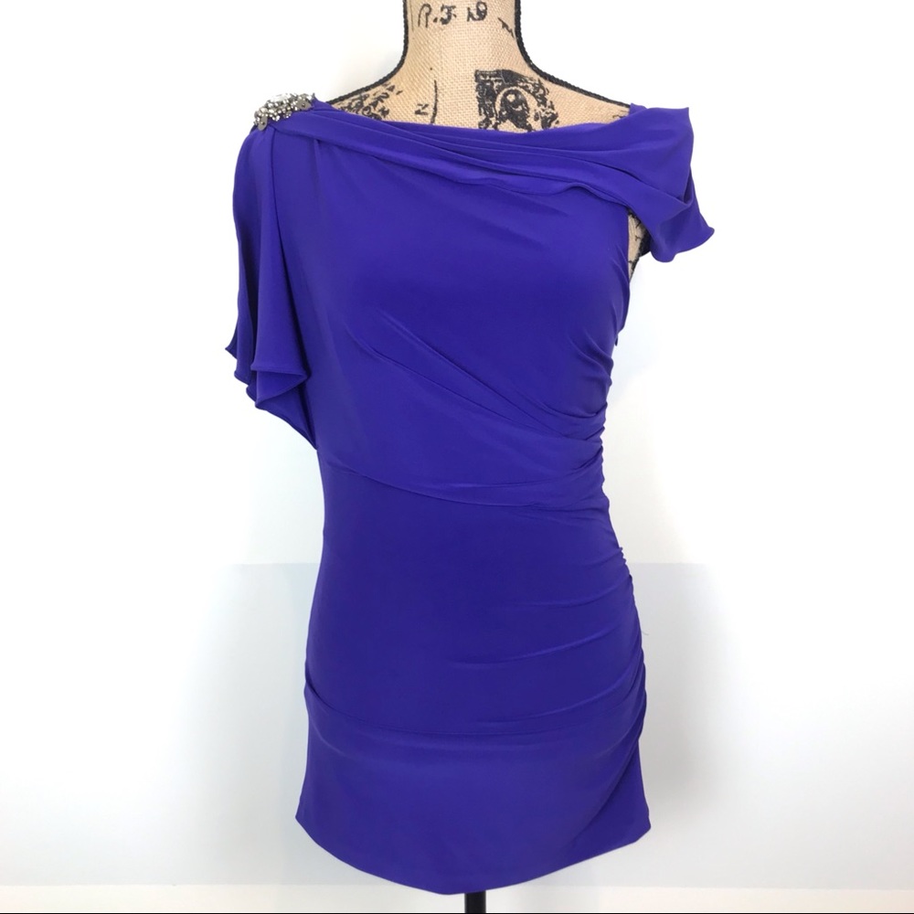 Badgley Mischka Stretch Ruched Cocktail Mini Party